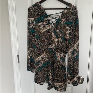 Paisley Print Long Sleeve Dress